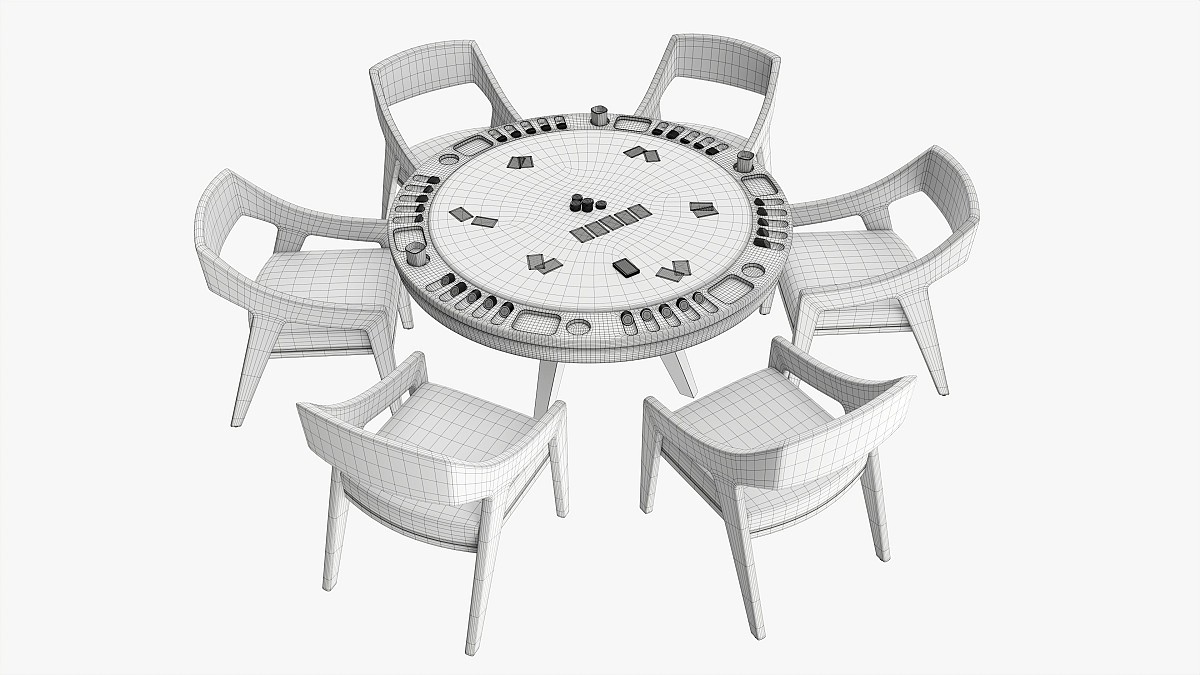 Poker Table Round with Chairs Full Set