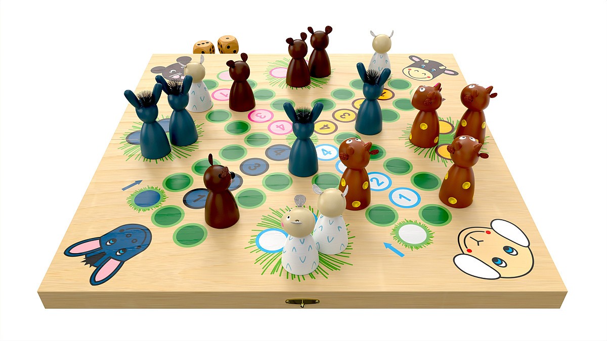 Ludo Animals Wooden Board Table Game