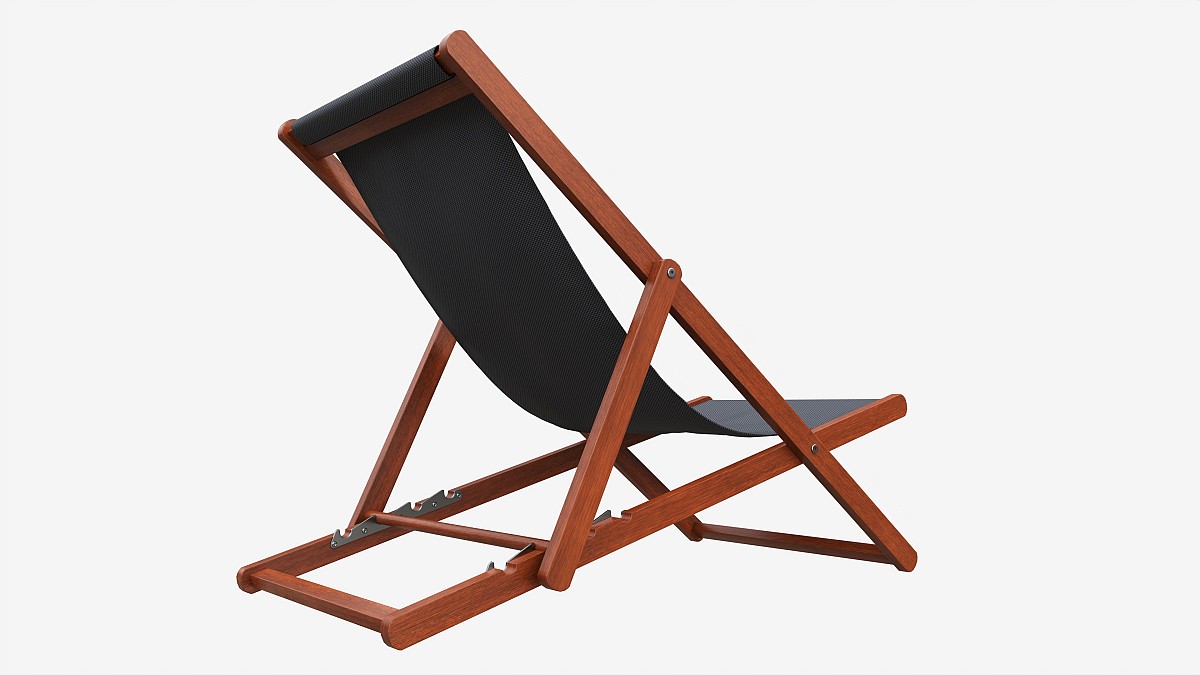 Folding outdoor wood deck chair