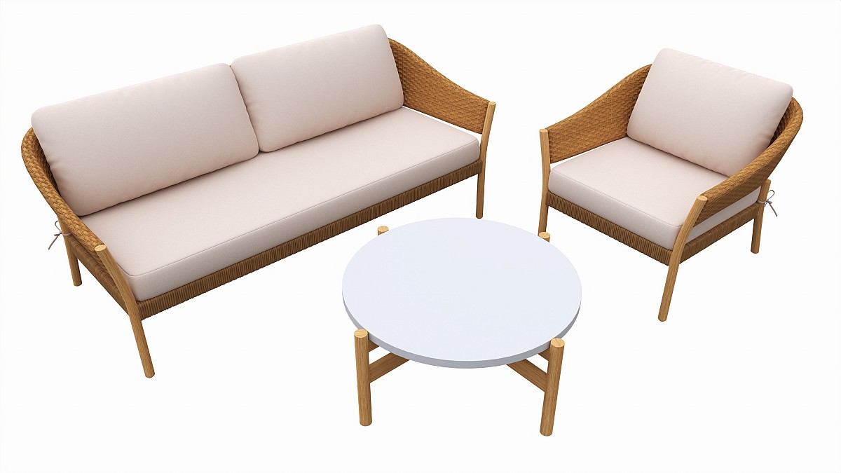 Outdoor set 2 seater sofa chair coffee table 02