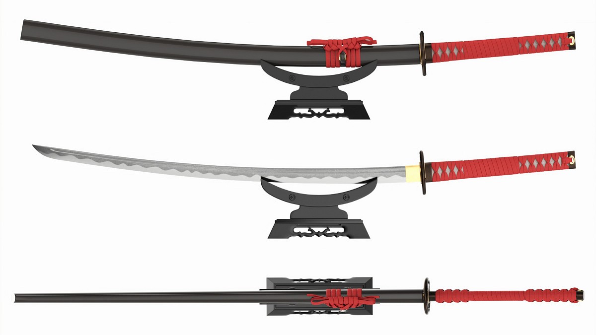 Japanese sword Katana on a small stand