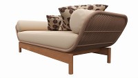 Outdoor wood sun lounger with cushions 01