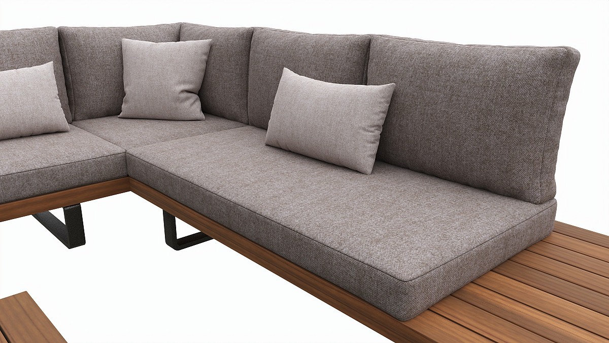 Outdoor set 5 seater corner sofa coffee table