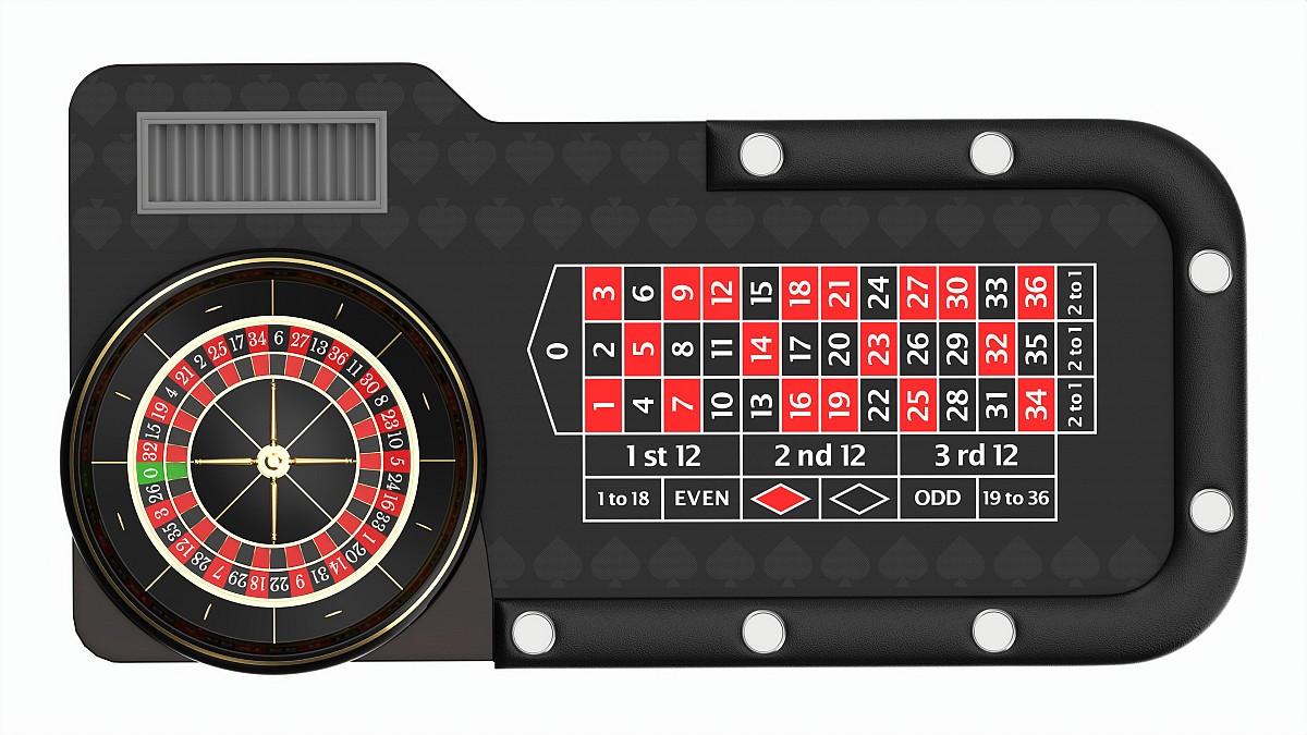 Casino European Table with Roulette Wheel