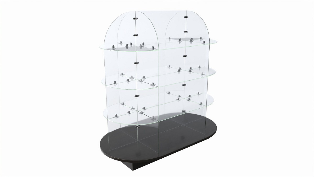 Store oval glass double sided display shelf