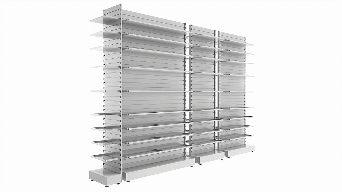 Store Slatwall Metal Double Sided Shelf Unit