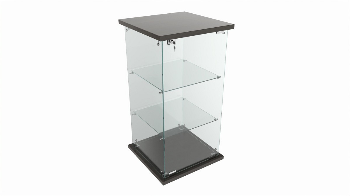 Store Frameless Counter Top Glass Tower Showcase
