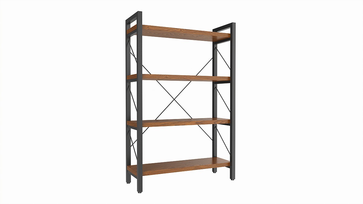 Store Industrial Shelf Bookcase Metal and Wooden