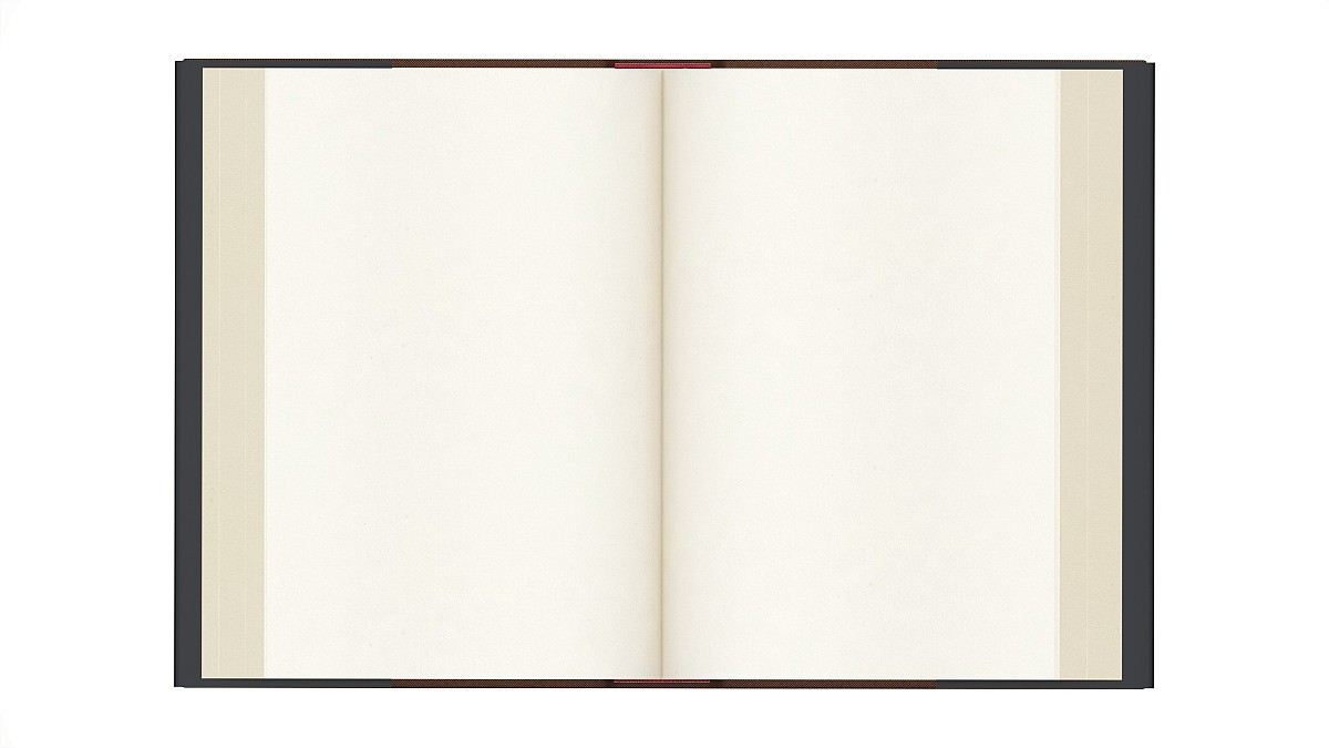 Open book with blank pages and book jacket