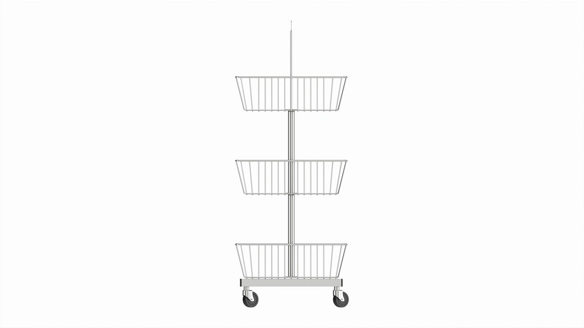 Store Wire Square Baskets 3-tier on Wheels