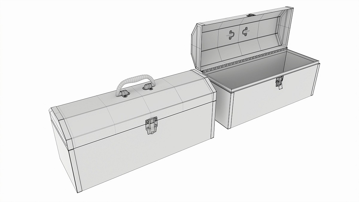 Vintage metal portable toolbox chest set