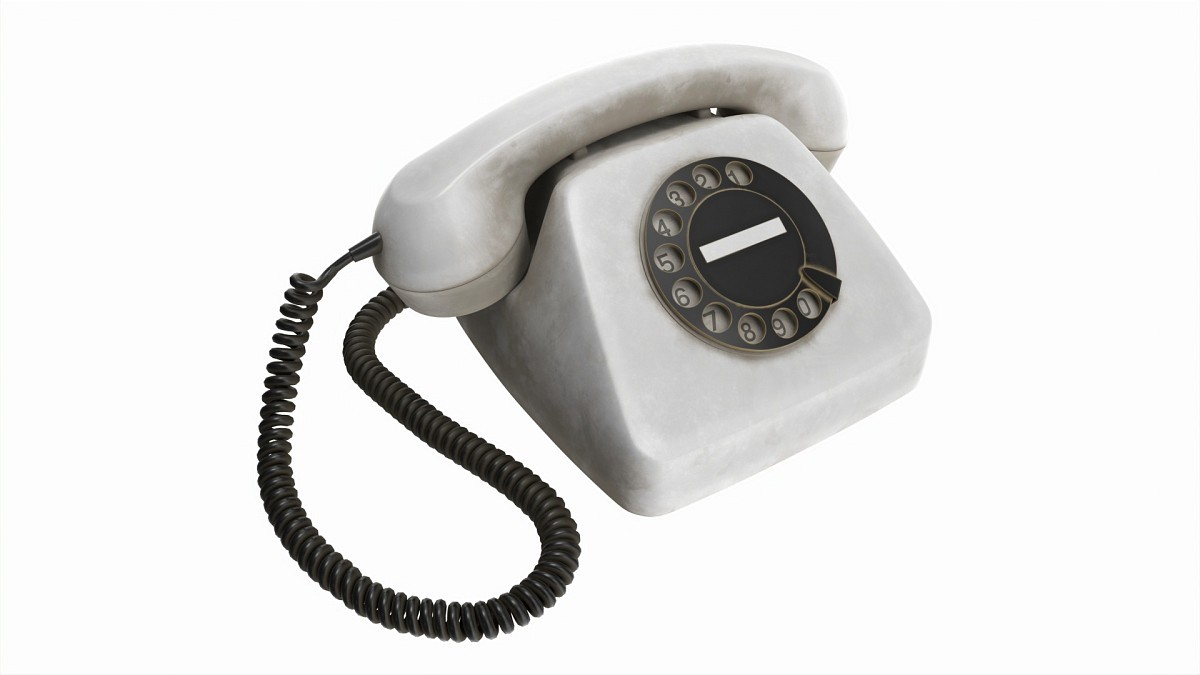 Table Rotary Dial Telephone White Dirty
