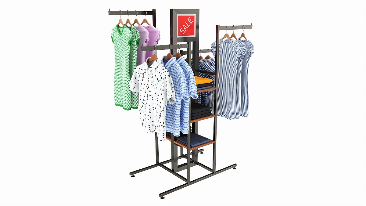 Store 4-way Square Tube Clothing Rack