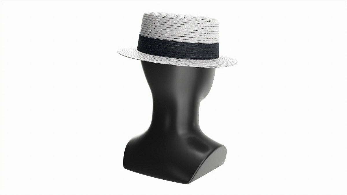 Store display mannequin head with Boater hat