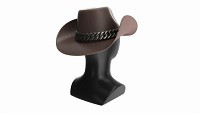 Store display mannequin head with Woman cowboy hat