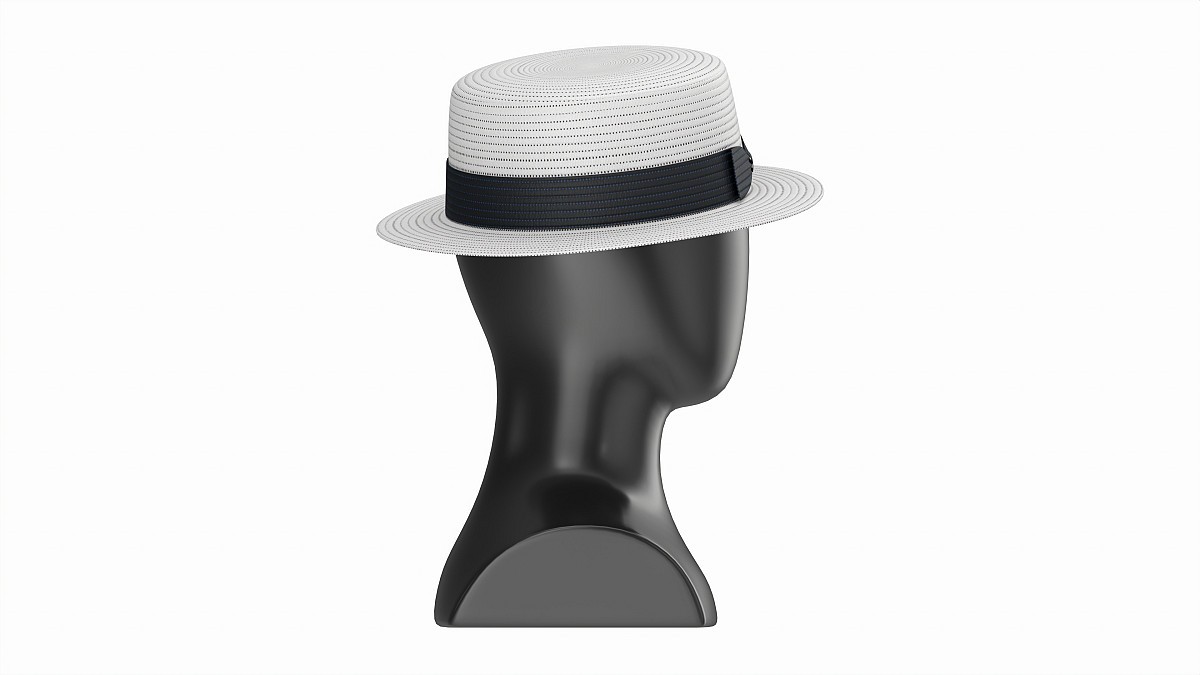 Store display mannequin head with Boater hat