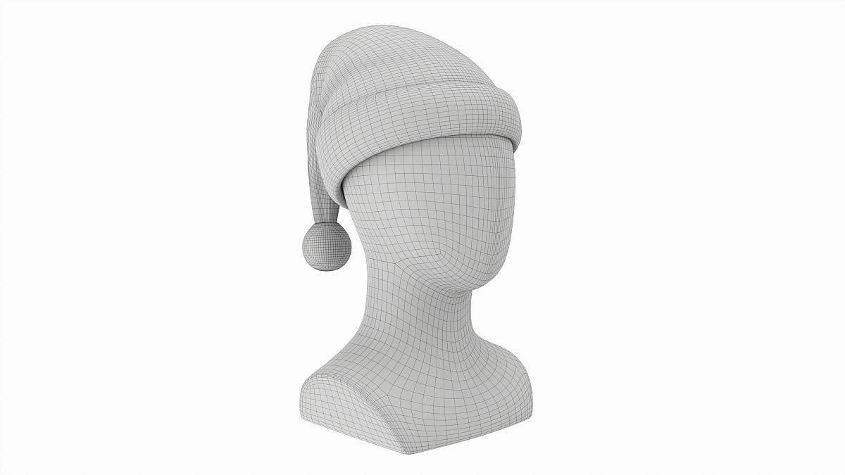 Store display mannequin head with Santa hat