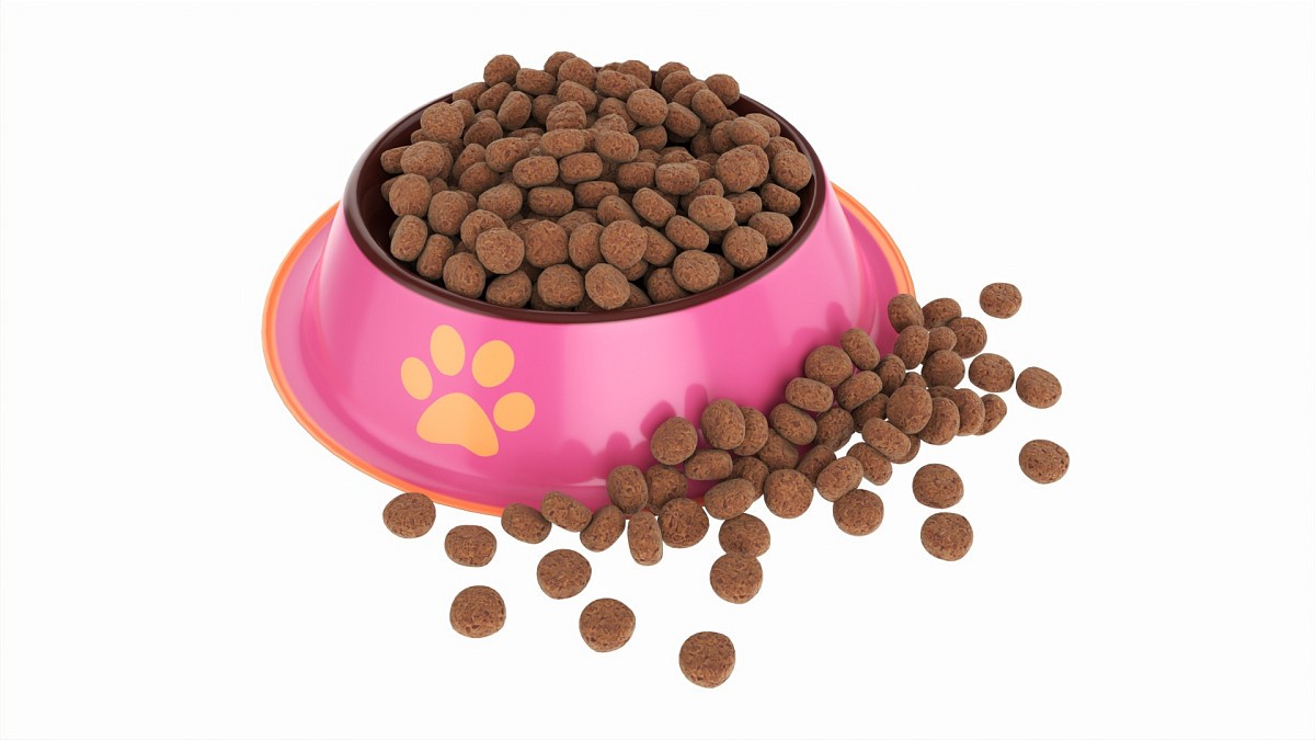 Cat food bowl pink with print