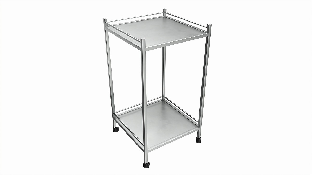 Stainless Steel 2 Shelf Medical Instrument Trolley