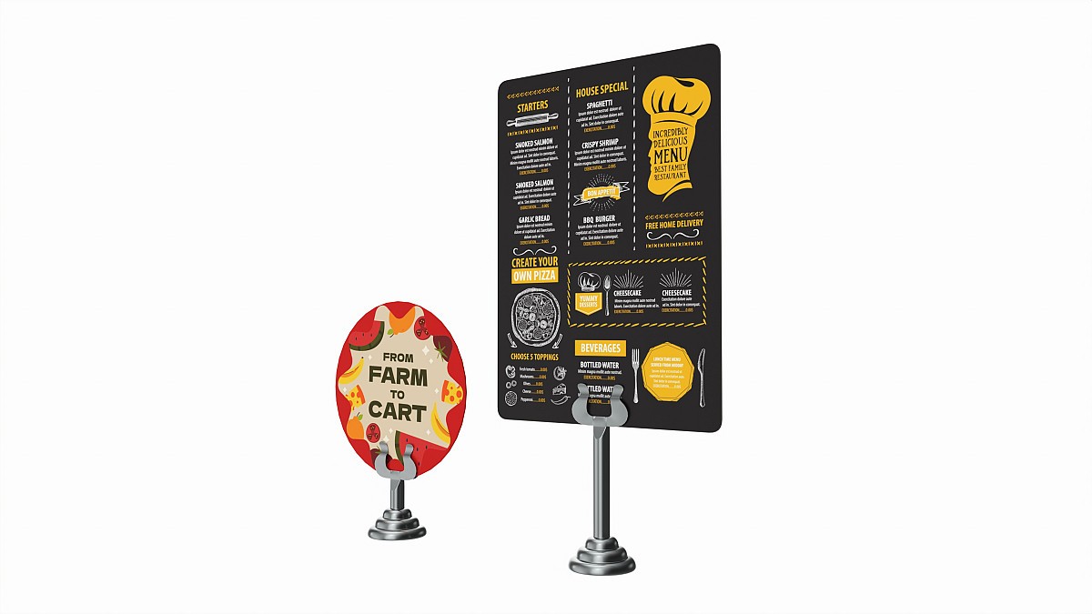 Menu number sign display stand set