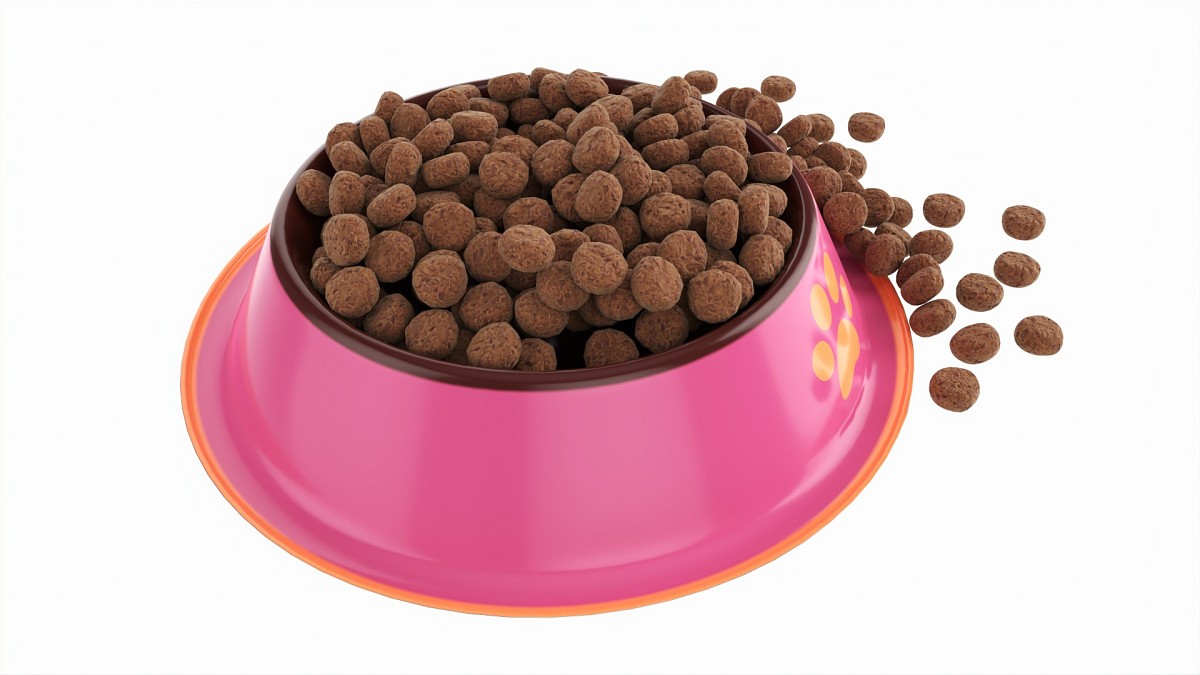 Cat food bowl pink with print