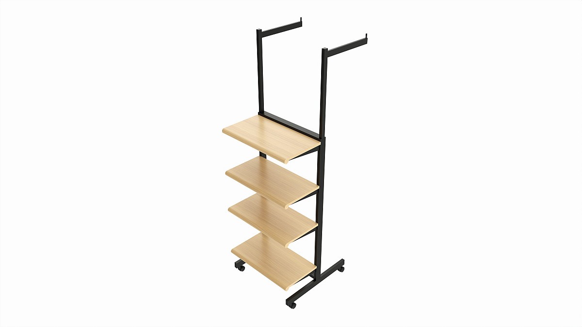 Four Shelf Rolling 2-Way Merchandise Rack