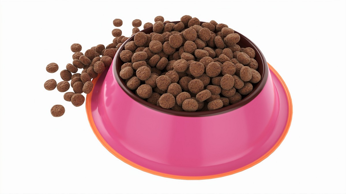 Cat food bowl pink with print