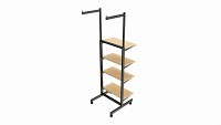 Four Shelf Rolling 2-Way Merchandise Rack