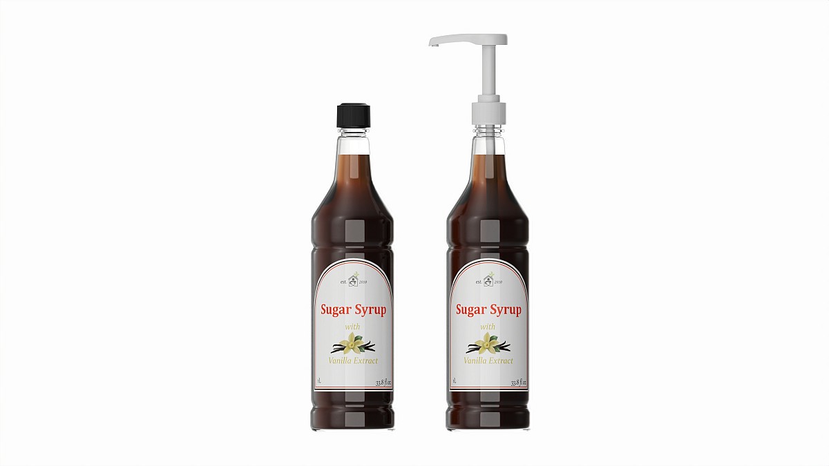 Coffee flavor syrup bottle with pump