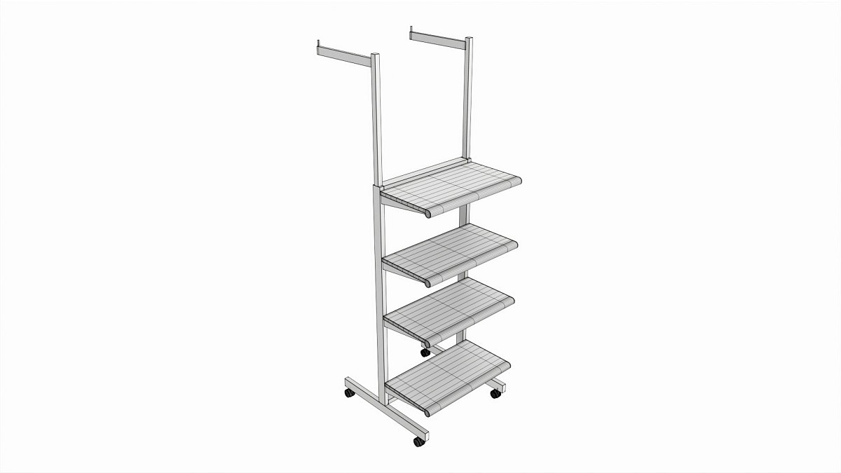 Four Shelf Rolling 2-Way Merchandise Rack