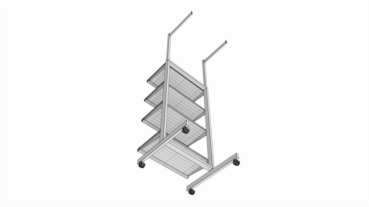 Four Shelf Rolling 2-Way Merchandise Rack