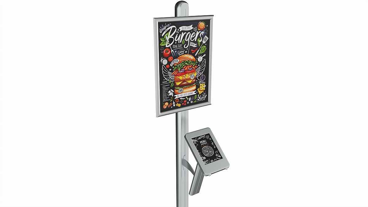 Store exhibition customer freestanding info tablet holder with poster