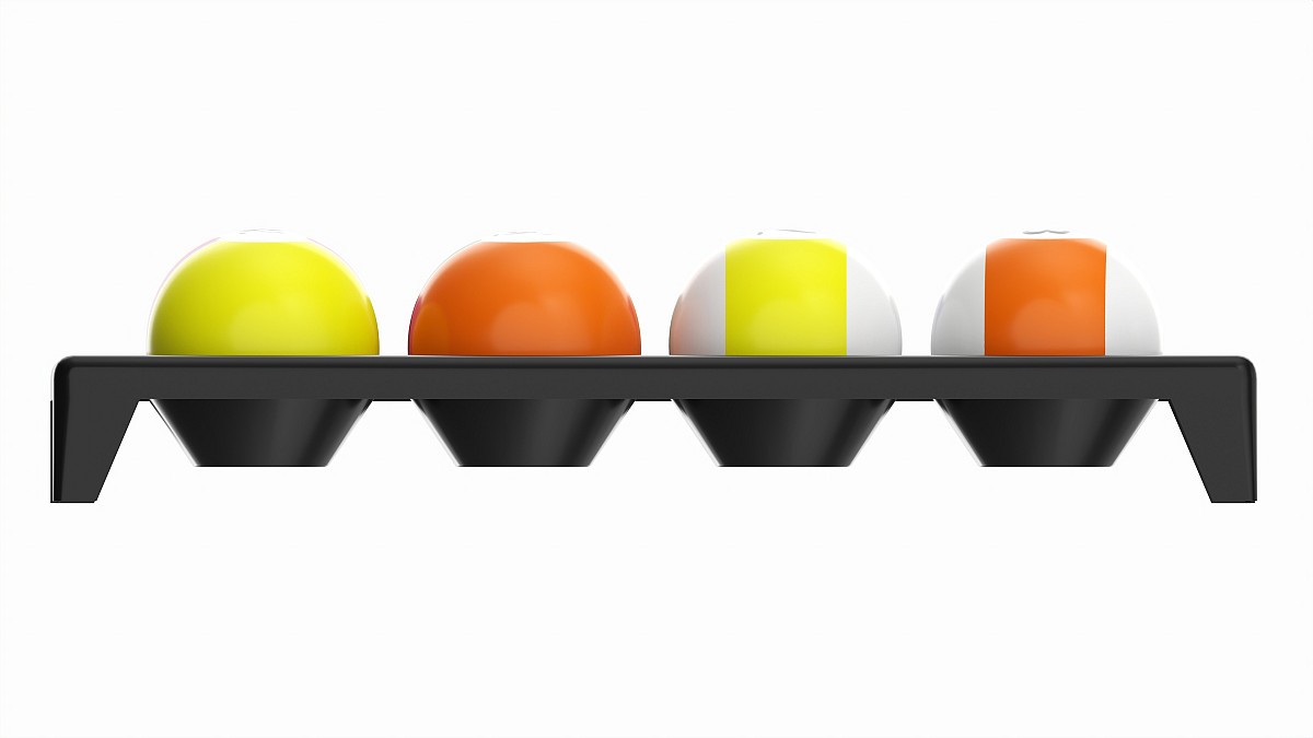 Pool balls on plastic tray