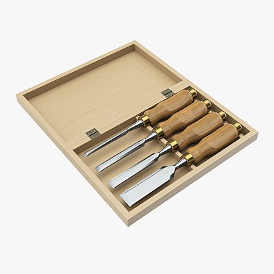 Chisel set in wooden box