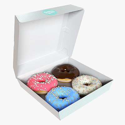 Cardboard box donuts open