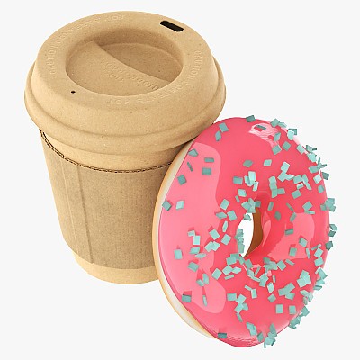 Paper coffee cup donut