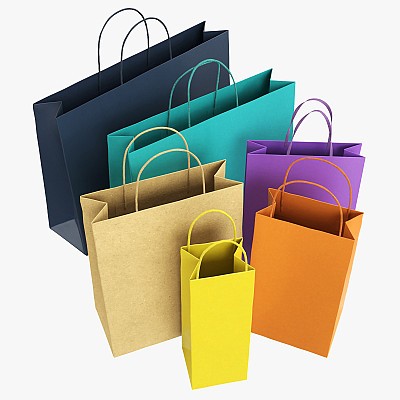 Set of paper bags handles