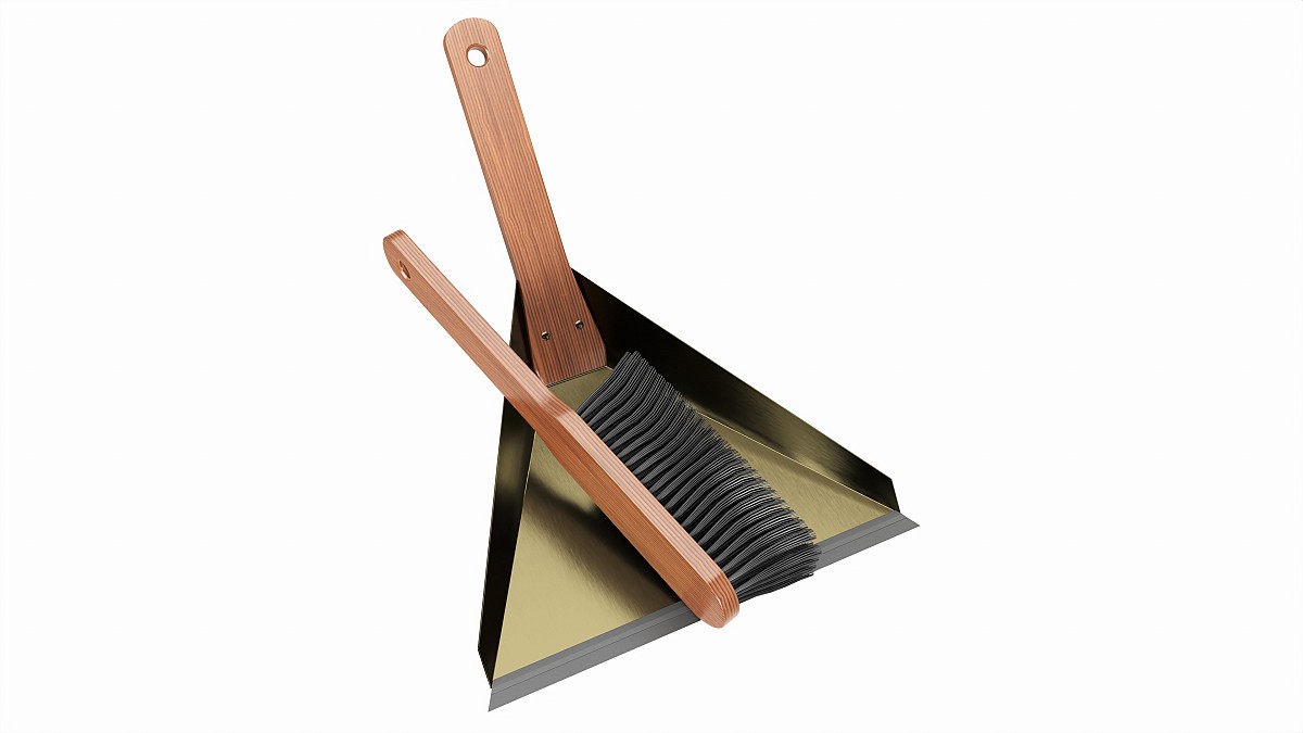 Brush and dustpan with wooden handles