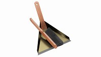 Brush and dustpan with wooden handles