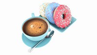 Coffee cup with donuts