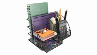 Office Wire Organizer with Supplies