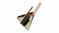 Brush and dustpan with wooden handles