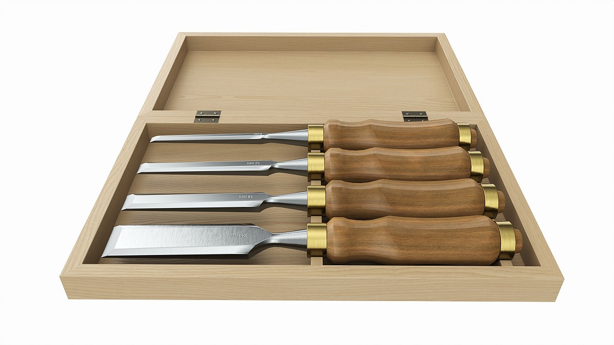 Chisel set in wooden box