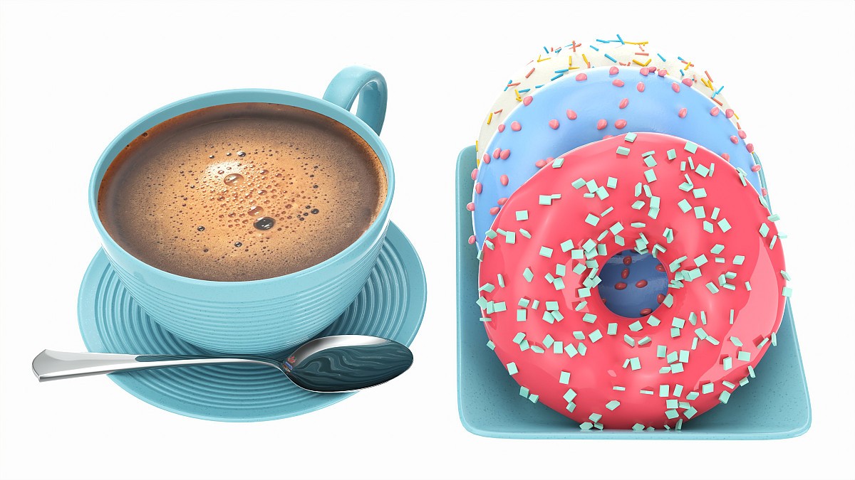 Coffee cup with donuts