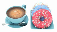 Coffee cup with donuts