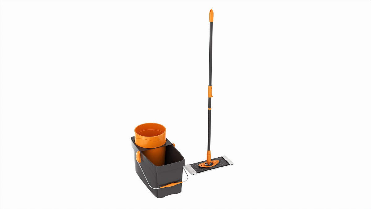 Clean floor wiper and bucket with wringer