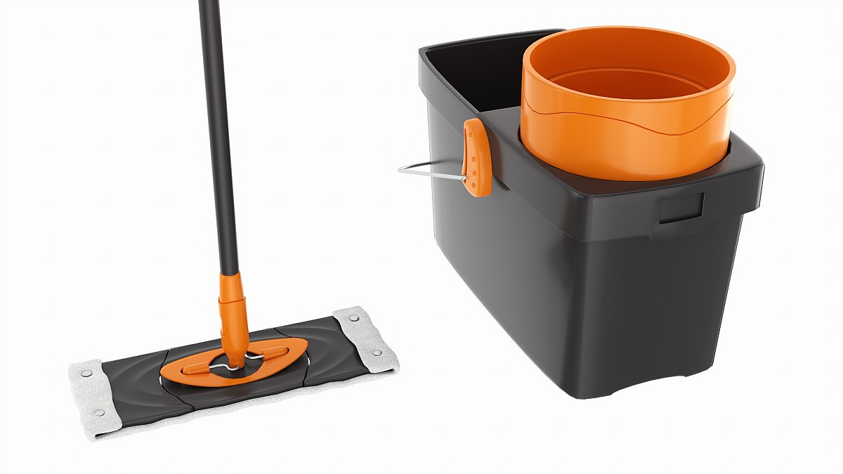 Clean floor wiper and bucket with wringer