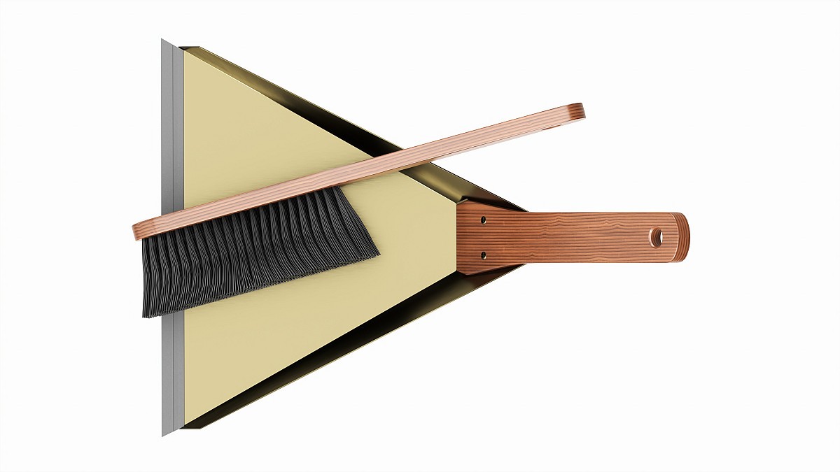 Brush and dustpan with wooden handles