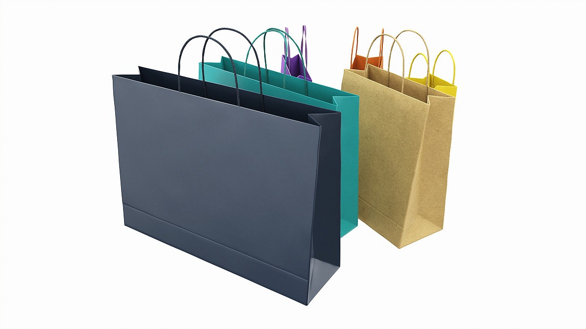 Set of paper bags with handles