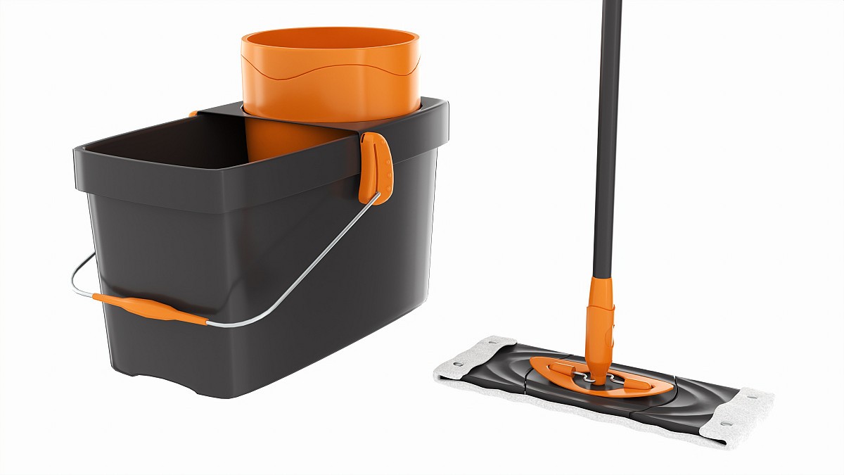 Clean floor wiper and bucket with wringer